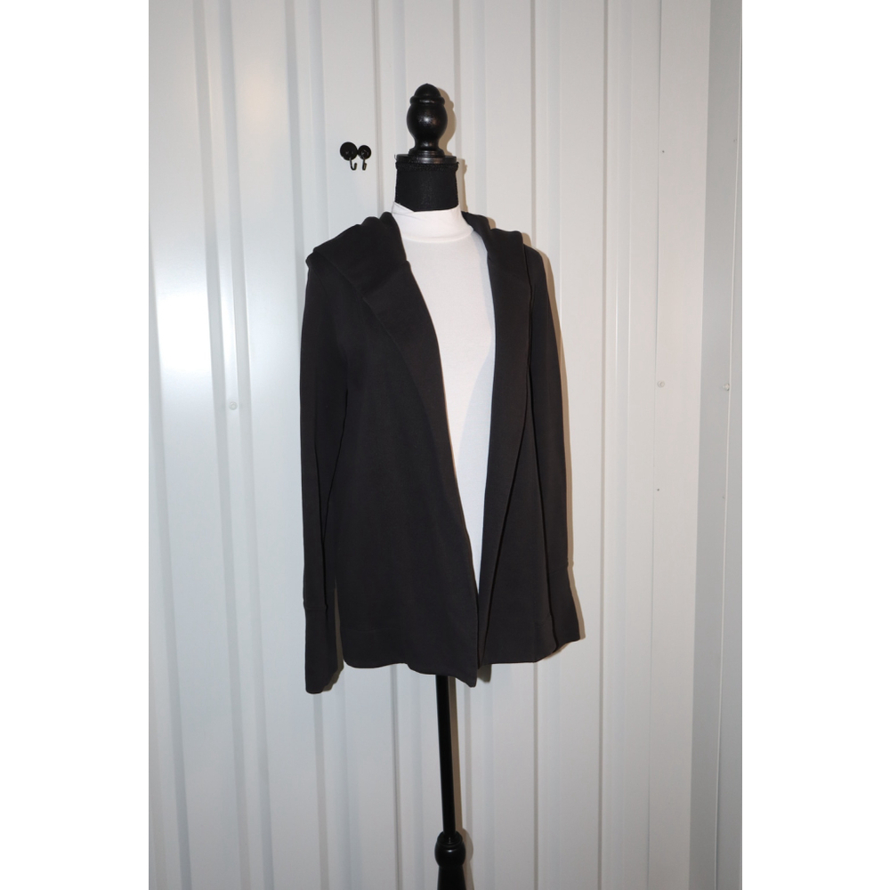 Standard JAMES PERSE Womens Black Hooded Open Sweatshirt Cardigan Size 2 Medium